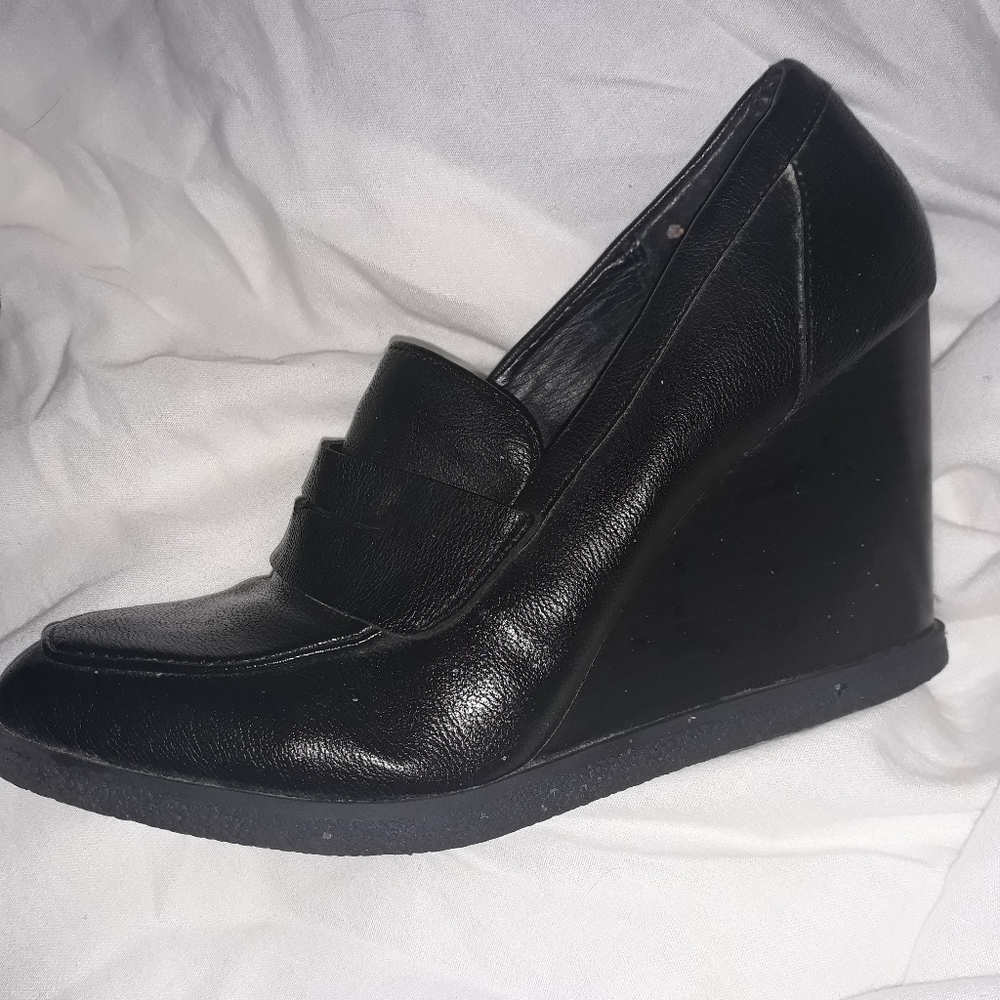 Sun + Stone Womens Jetta Faux Leather Slip On Wedge Heels sz 7 - Picture 6 of 6